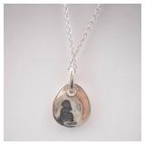 Sterling Silver Pendant Necklace - Stronger Than Yesterday Disc, Adjustable Chain