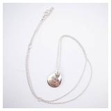 Sterling Silver Pendant Necklace - Stronger Than Yesterday Disc, Adjustable Chain