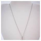 CZ Solitaire Pendant Necklace - Sterling Silver Chain