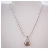 Onyx Sterling Silver Teardrop Pendant Necklace