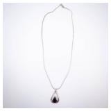 Onyx Sterling Silver Teardrop Pendant Necklace