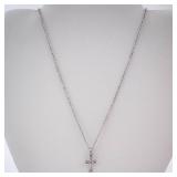 Sterling Silver Cross Pendant Necklace - Cable Chain - Hallmarked