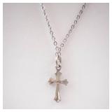 Sterling Silver Cross Pendant Necklace - Cable Chain - Hallmarked