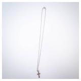Sterling Silver Cross Pendant Necklace - Cable Chain - Hallmarked