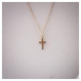 14K GF Gold Cross Necklace on Cable Chain