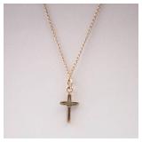 14K GF Gold Cross Necklace on Cable Chain