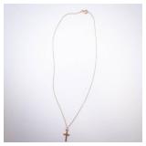 14K GF Gold Cross Necklace on Cable Chain