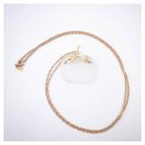 Apple Pendant Necklace - Gold Tone with Leaf Accent