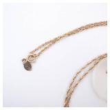 Apple Pendant Necklace - Gold Tone with Leaf Accent