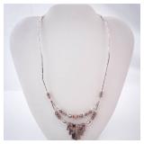 Jasper & Sterling Silver Necklace with Pink Jasper Fringe Beads
