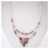 Jasper & Sterling Silver Necklace with Pink Jasper Fringe Beads
