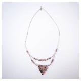Jasper & Sterling Silver Necklace with Pink Jasper Fringe Beads