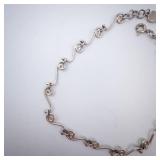 Sterling Silver Swirl-Link Anklet with Heart Charm
