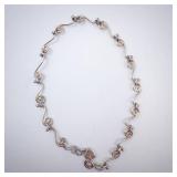 Sterling Silver Swirl-Link Anklet with Heart Charm