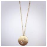 Scorpio Zodiac Pendant Necklace - Gold Tone Disk with Crystal Constellation