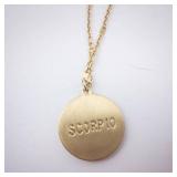 Scorpio Zodiac Pendant Necklace - Gold Tone Disk with Crystal Constellation