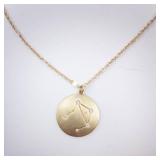 Necklace - Libra Constellation Pendant, Gold Tone