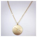 Aries Disc Pendant Necklace - Gold Tone Zodiac Constellation Jewelry