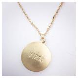 Virgo Zodiac Disc Pendant Necklace - Gold-tone
