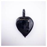 Murano Glass Teardrop Pendant - Hand-Painted Blue Floral Design