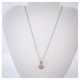 Flower Pendant Necklace - Five-Petal Flower with Center Stone