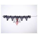 Vintage Black Lace Red Crystal Choker Necklace