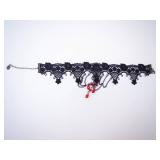 Vintage Black Lace Red Crystal Choker Necklace