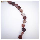 Necklace - Brown Hexagon Bead (Agate?), Faceted Stone, Gold Clasp