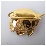 14K Gold Asch Grossbardt Fish Brooch with Lapis, Malachite, Coral, Mother of Pearl & Diamonds