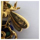 Asch Grossbardt Bee Brooch - 14K Gold, Malachite & Enamel