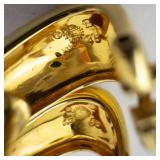 14K Gold Mosaic Omega Back Earrings - Multi-Color Gemstone Inlay