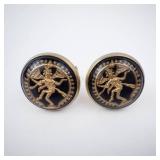 Shiva Nataraja Cufflinks - Gold-Tone with Black Enamel (Pair)