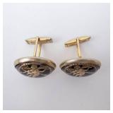 Shiva Nataraja Cufflinks - Gold-Tone with Black Enamel (Pair)