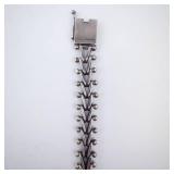 Massive Sterling Silver Bracelet with Rectangular Cognac Amber Cabochon