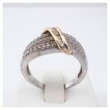 Diamond Ring - Sterling Silver & 10K Gold Twist with Pavé Diamonds