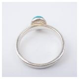 Turquoise Cabochon Sterling Silver Ring - Size 8