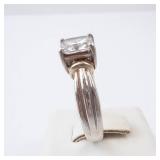 CZ Sterling Silver Solitaire Ring Size 8