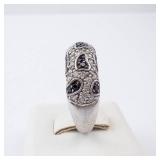 Sterling Silver Ring - Black & White CZ Pave - Size 8