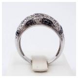 Sterling Silver Ring - Black & White CZ Pave - Size 8