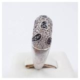 Sterling Silver Ring - Black & White CZ Pave - Size 8