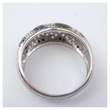 Sterling Silver Ring - Black & White CZ Pave - Size 8