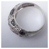 Sterling Silver Ring - Black & White CZ Pave - Size 8