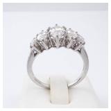 Sterling Silver Five-Stone Marquis CZ Ring, Size 7