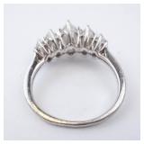 Sterling Silver Five-Stone Marquis CZ Ring, Size 7
