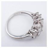 Sterling Silver Five-Stone Marquis CZ Ring, Size 7