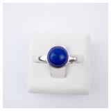 Lapis Cabochon Ring - Sterling Silver - Size 7