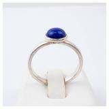 Lapis Cabochon Ring - Sterling Silver - Size 7
