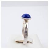 Lapis Cabochon Ring - Sterling Silver - Size 7