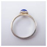 Lapis Cabochon Ring - Sterling Silver - Size 7