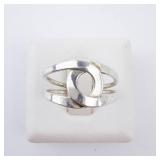 Modernist Interlocking Silver Ring - Size 5.5